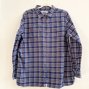 WOOLRICH Men's Pemberton Blue Brown Plaid‎ Flannel  Button Up Shirt XXL